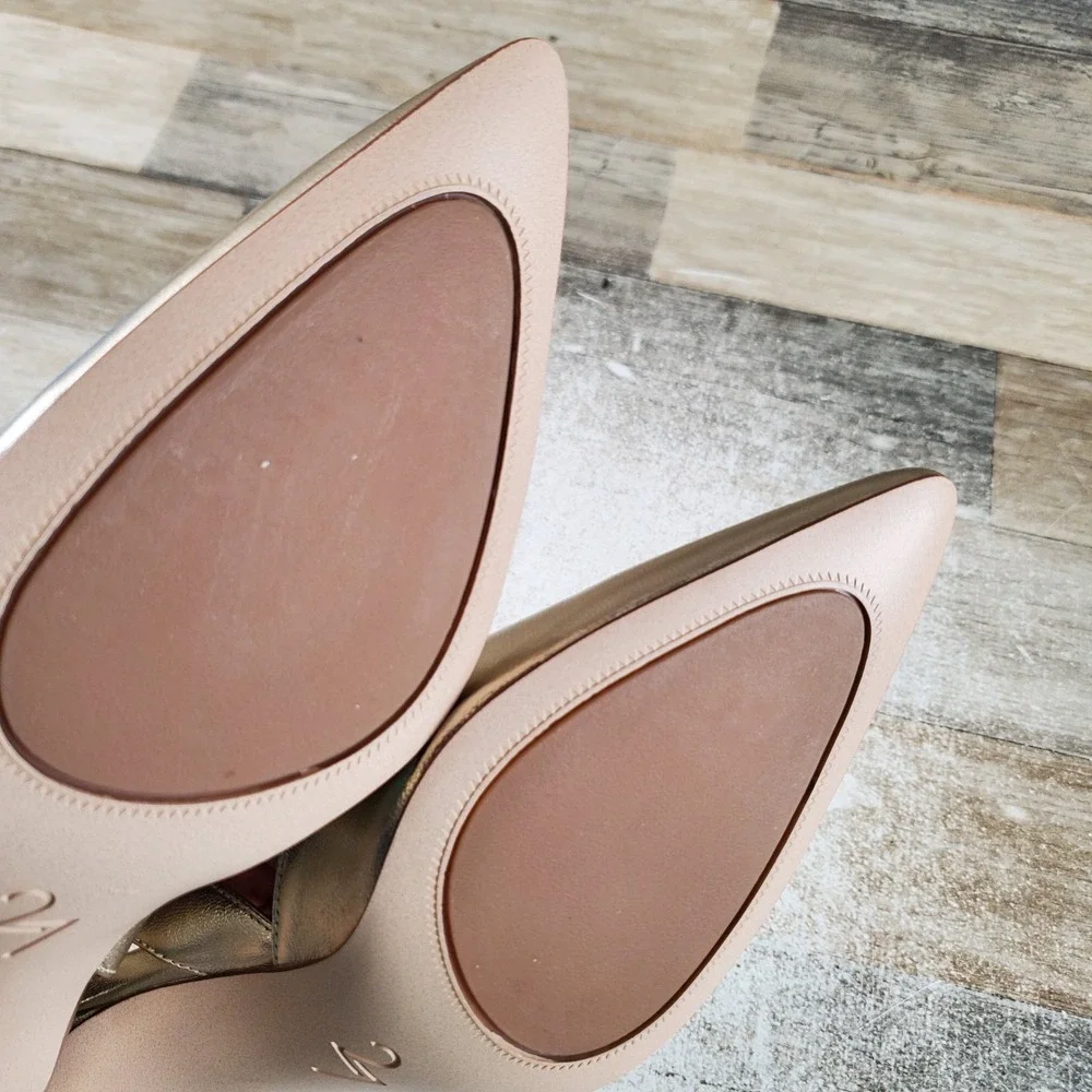 Naturalizer 27 Edit Felicia 4 Women Pump Sz 9 Gold Leather Slingback Pointed Toe